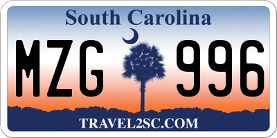 SC license plate MZG996