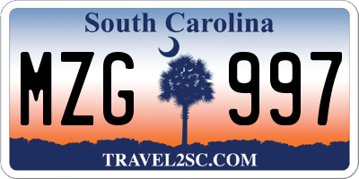 SC license plate MZG997