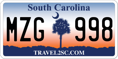 SC license plate MZG998