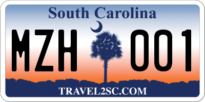 SC license plate MZH001