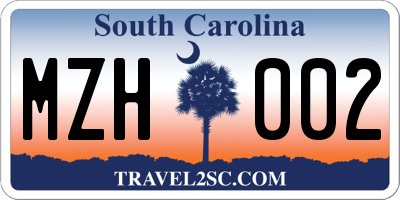 SC license plate MZH002