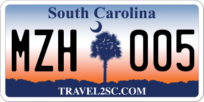 SC license plate MZH005