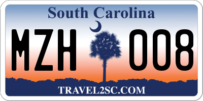 SC license plate MZH008