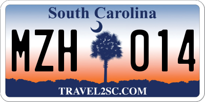 SC license plate MZH014