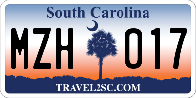 SC license plate MZH017