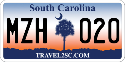 SC license plate MZH020