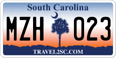 SC license plate MZH023
