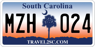 SC license plate MZH024