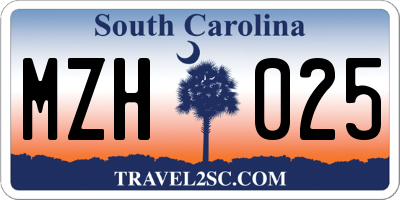 SC license plate MZH025