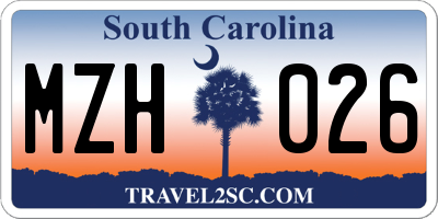 SC license plate MZH026