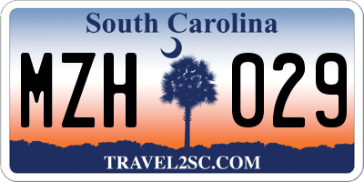 SC license plate MZH029