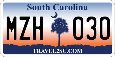 SC license plate MZH030