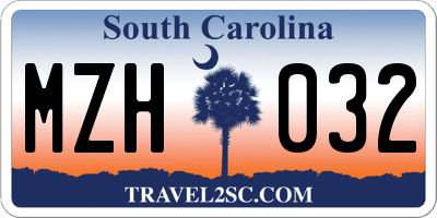 SC license plate MZH032