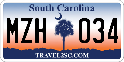 SC license plate MZH034