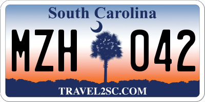 SC license plate MZH042