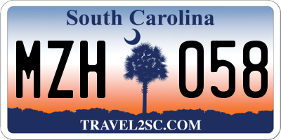 SC license plate MZH058