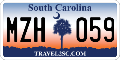 SC license plate MZH059