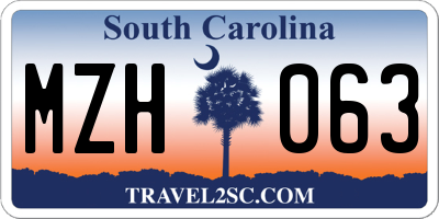 SC license plate MZH063