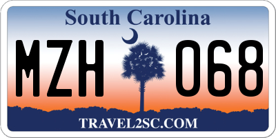 SC license plate MZH068