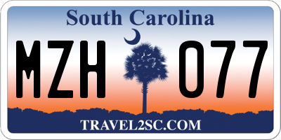 SC license plate MZH077