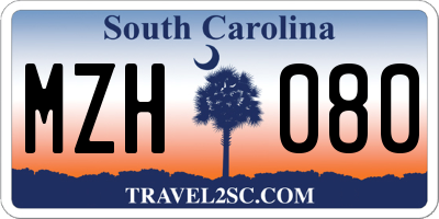 SC license plate MZH080
