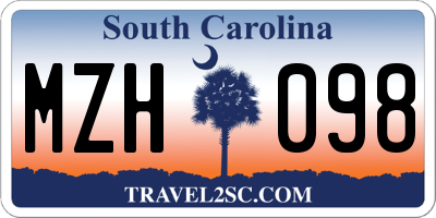 SC license plate MZH098