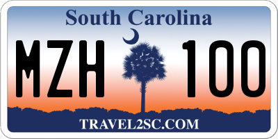 SC license plate MZH100