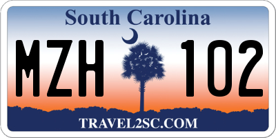 SC license plate MZH102