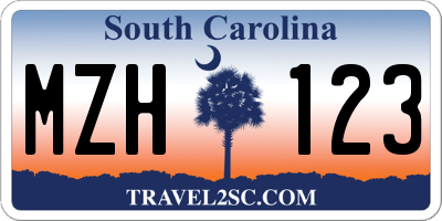SC license plate MZH123