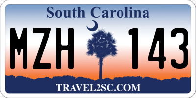 SC license plate MZH143