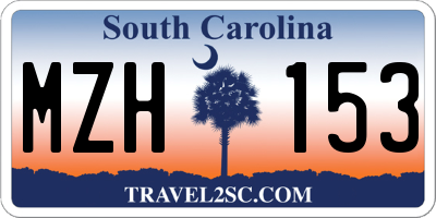 SC license plate MZH153
