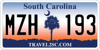 SC license plate MZH193