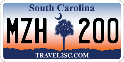 SC license plate MZH200