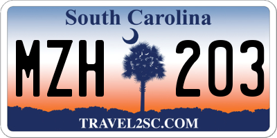 SC license plate MZH203