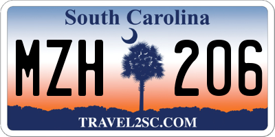 SC license plate MZH206