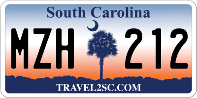 SC license plate MZH212