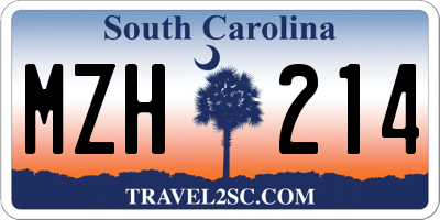 SC license plate MZH214