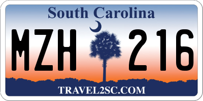SC license plate MZH216