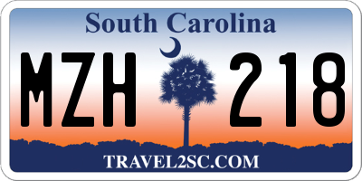 SC license plate MZH218