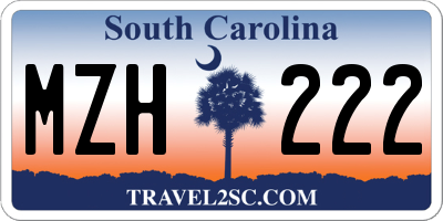 SC license plate MZH222