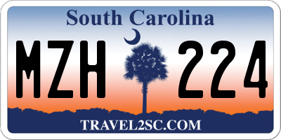 SC license plate MZH224