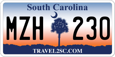 SC license plate MZH230