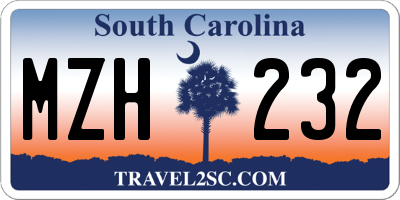 SC license plate MZH232