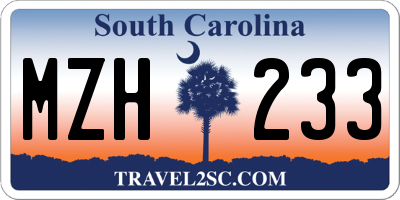 SC license plate MZH233