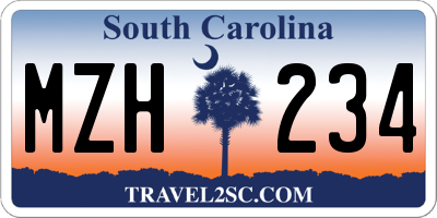 SC license plate MZH234