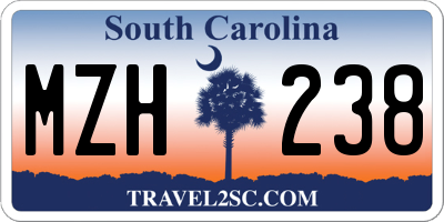 SC license plate MZH238