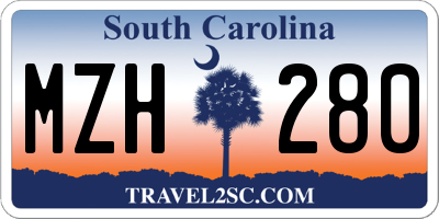 SC license plate MZH280