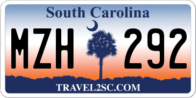 SC license plate MZH292