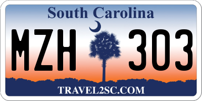 SC license plate MZH303