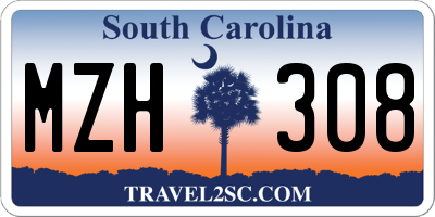SC license plate MZH308